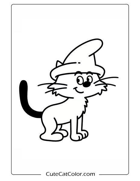 Smiling Smurfs Cat: Smurfs Cat Coloring Page