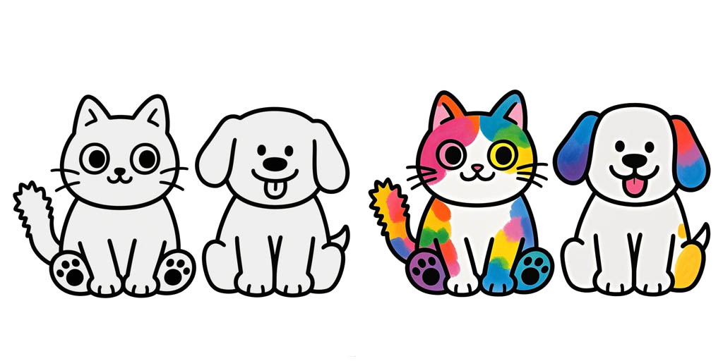 Cat And Dog Coloring Pages