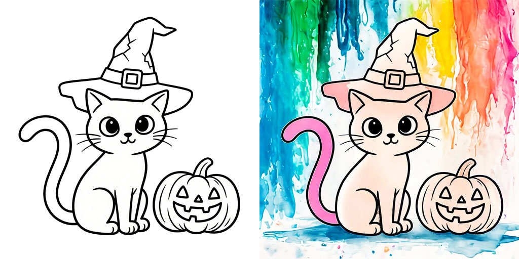 Halloween Cat Coloring Pages