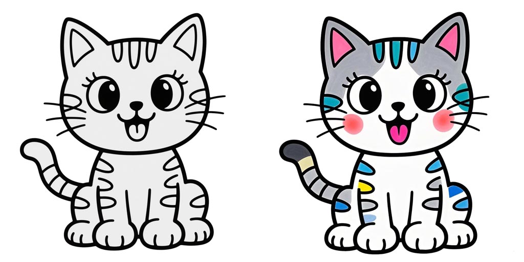 Kawaii Cat Coloring Pages