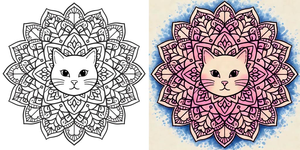 Mandala Cat Coloring Pages