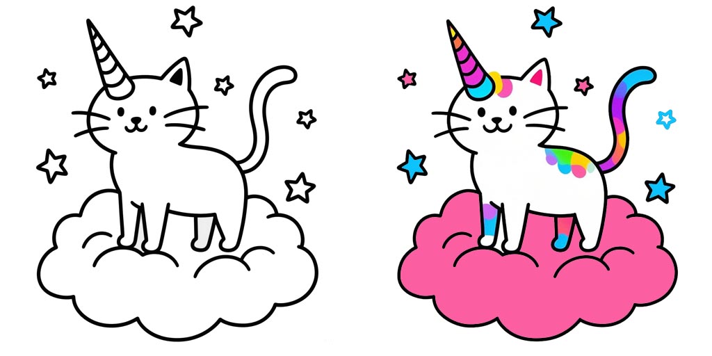 Unicorn Cat Coloring Pages